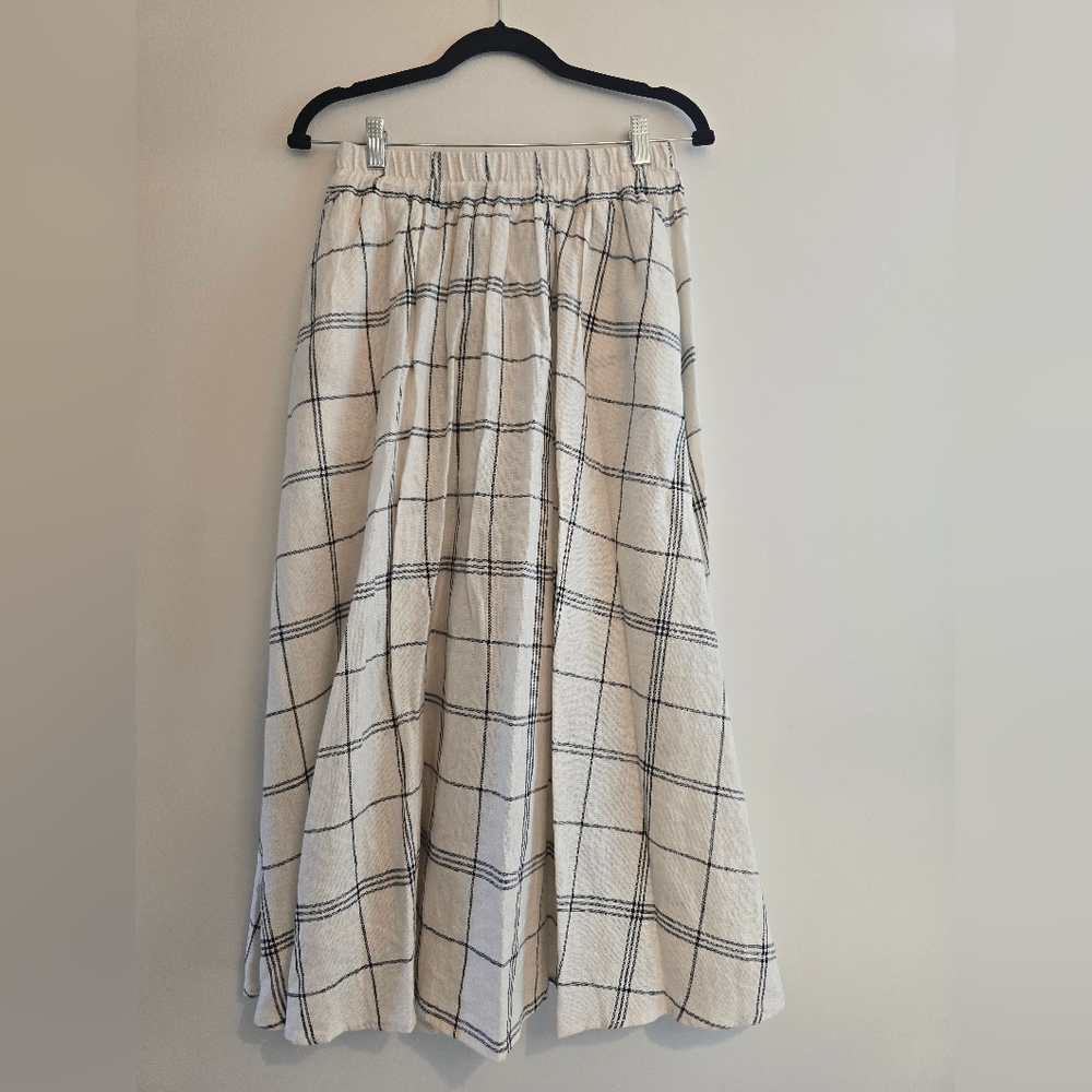 Black and Beige Plaid A-Line Skirt